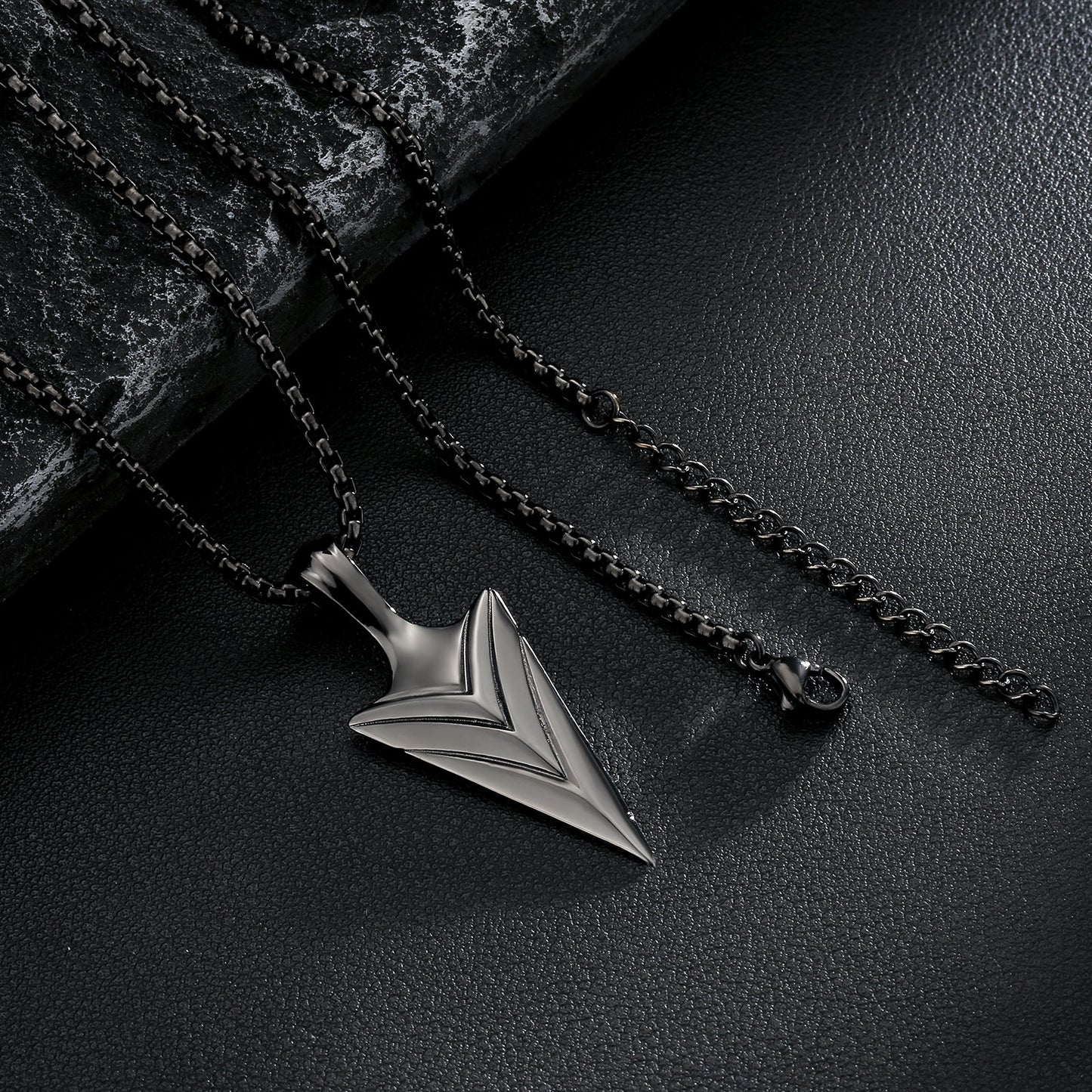 Viking Arrow Pendant Necklace Stainless Steel Box Chain