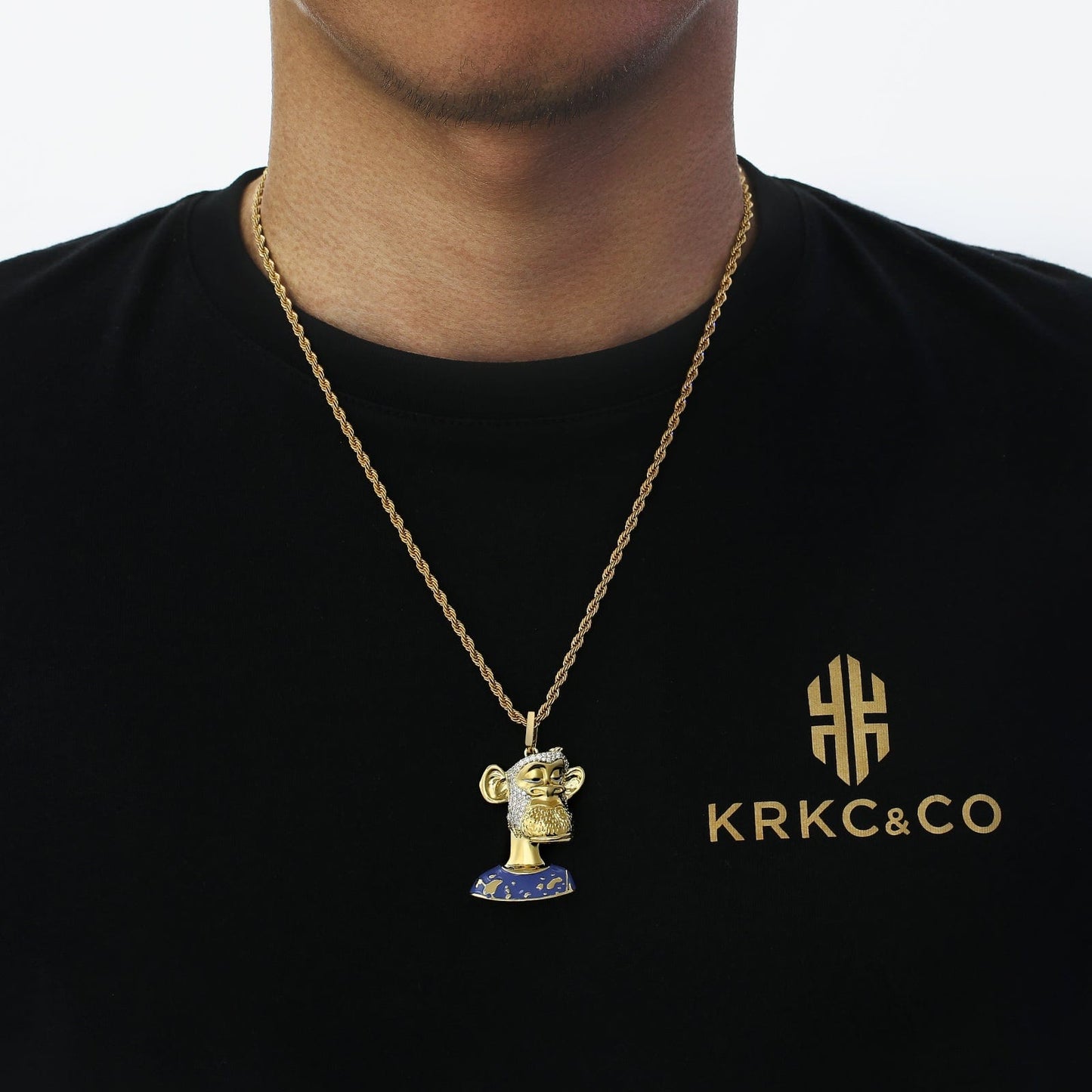 NFT Lonely Ape Pendant Necklace 14K Gold Plated Brass