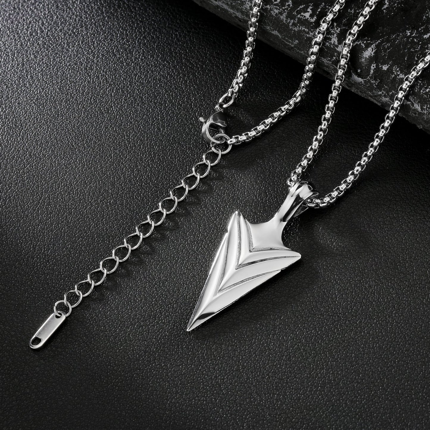Viking Arrow Pendant Necklace Stainless Steel Box Chain