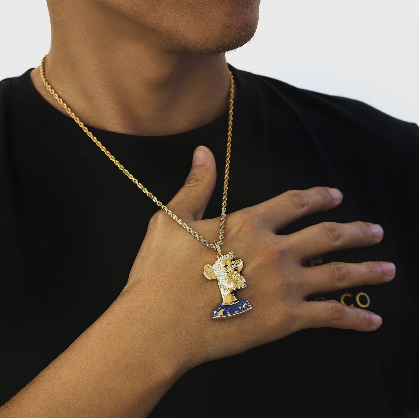 NFT Lonely Ape Pendant Necklace 14K Gold Plated Brass
