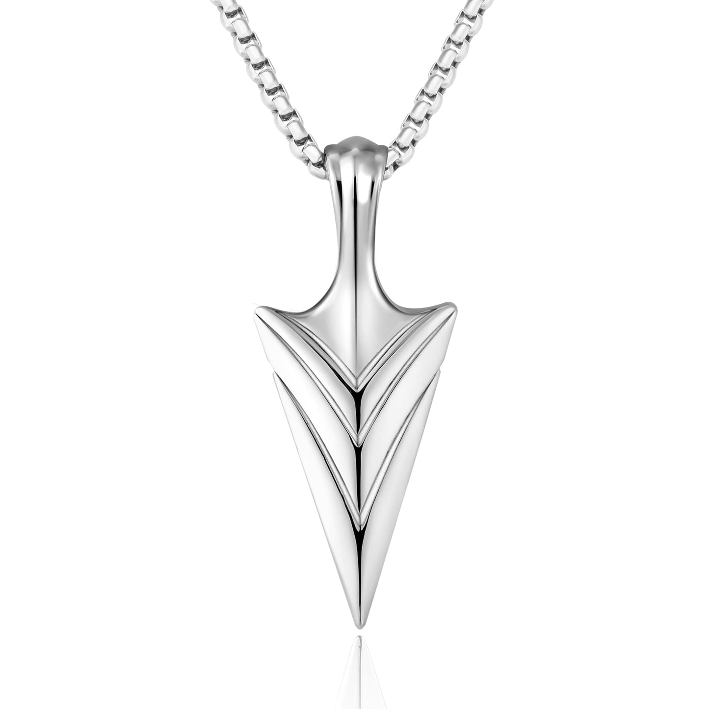 Viking Arrow Pendant Necklace Stainless Steel Box Chain