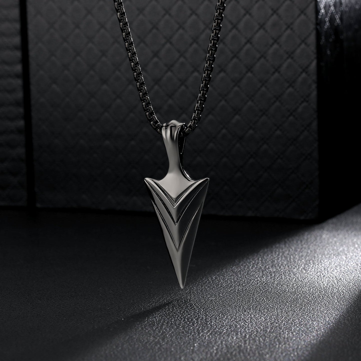 Viking Arrow Pendant Necklace Stainless Steel Box Chain