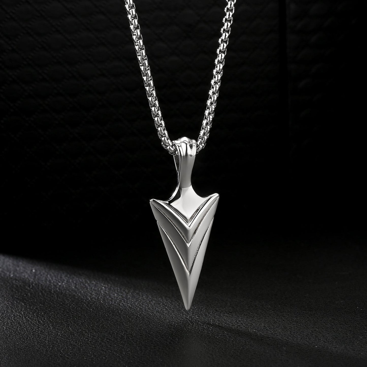 Viking Arrow Pendant Necklace Stainless Steel Box Chain