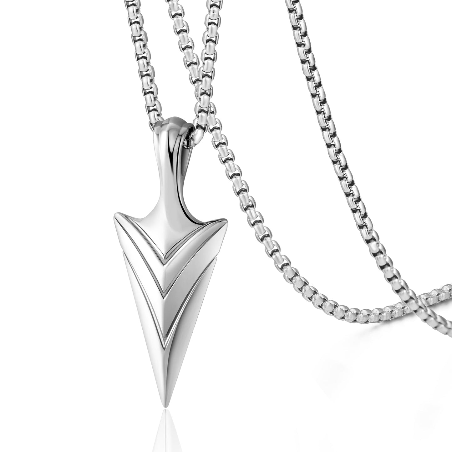 Viking Arrow Pendant Necklace Stainless Steel Box Chain