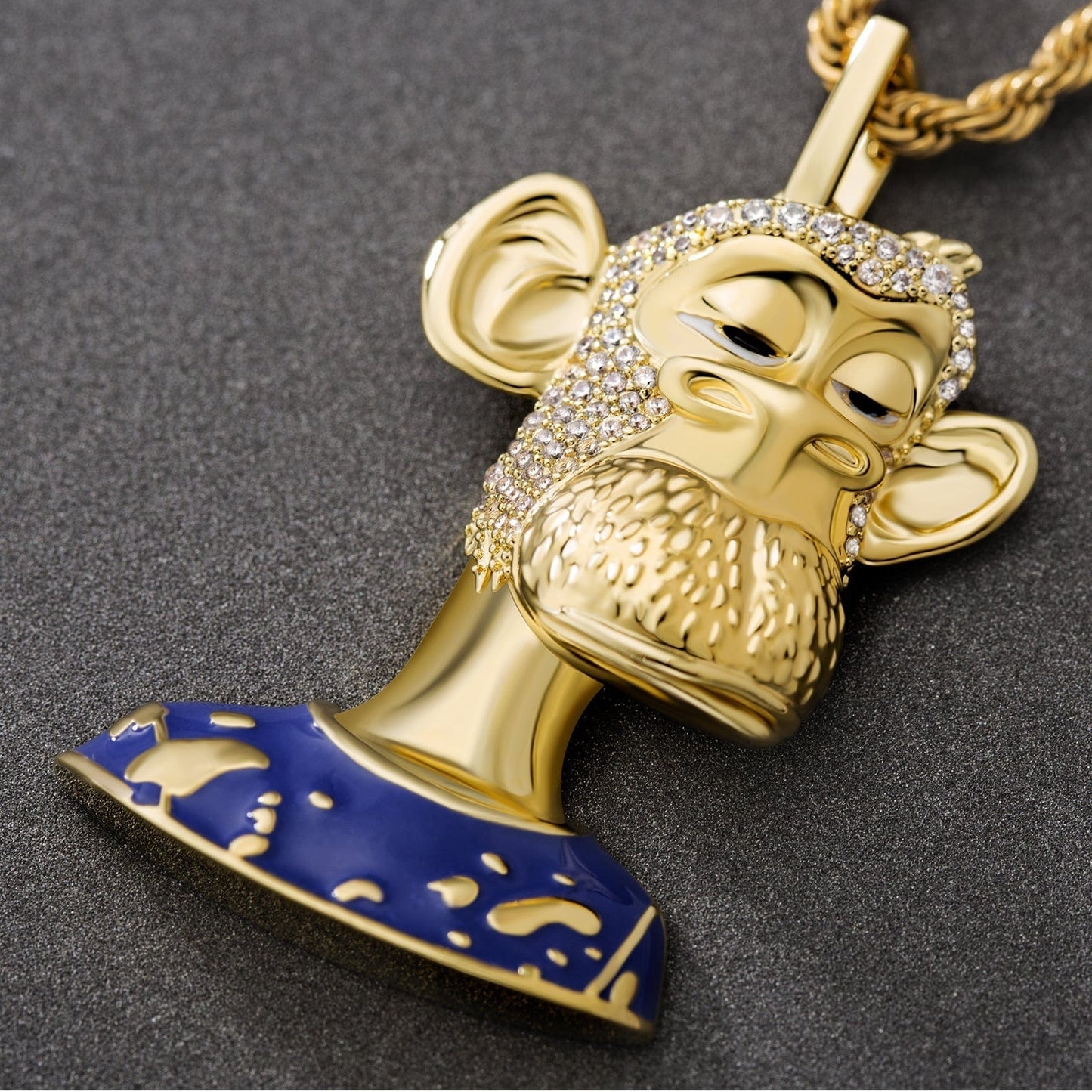 NFT Lonely Ape Pendant Necklace 14K Gold Plated Brass