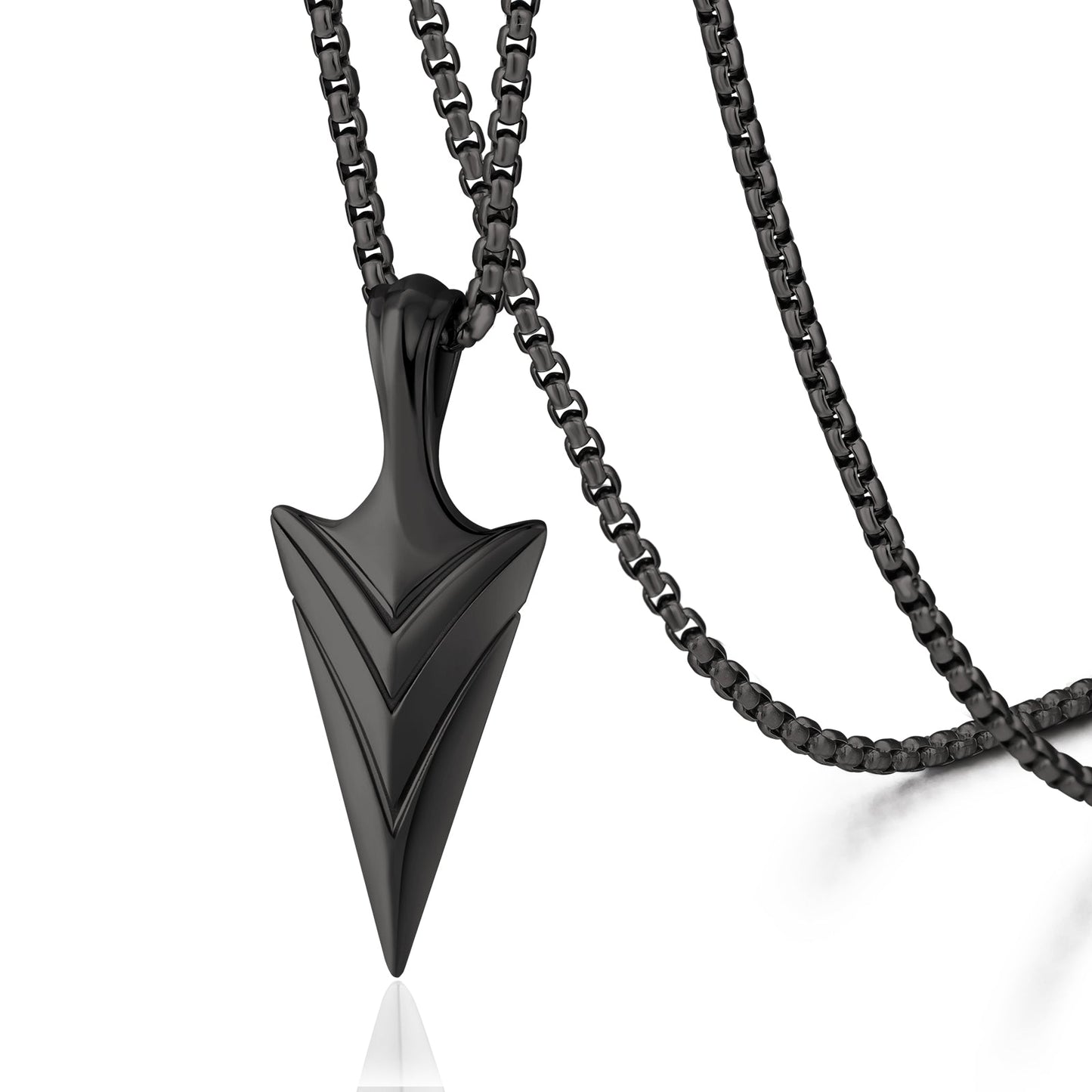 Viking Arrow Pendant Necklace Stainless Steel Box Chain