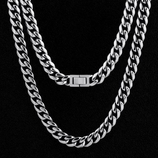 10mm Stainless Steel Cuban Chain (Round Cut) Steel Color