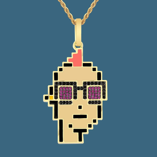 NFT CypherPunk Hip Hop Pendant Yellow Gold Plated Brass