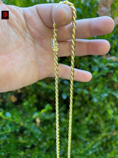 10k HOLLOW SOLID Yellow Gold Miami Cuban Link Chain Necklace 4.5-7mm 18-26inch Box Lock