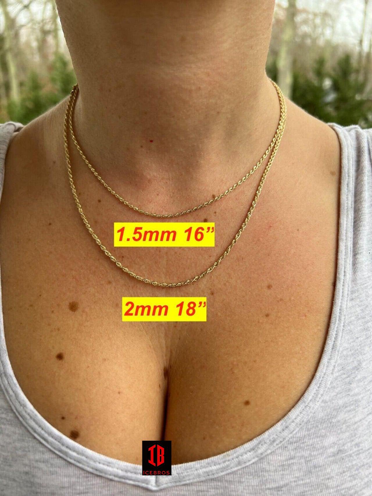 10k HOLLOW LIGHT Men's Women's Genuine ITALIAN Gold Rope Chain Necklace 1.5mm-4.5mm