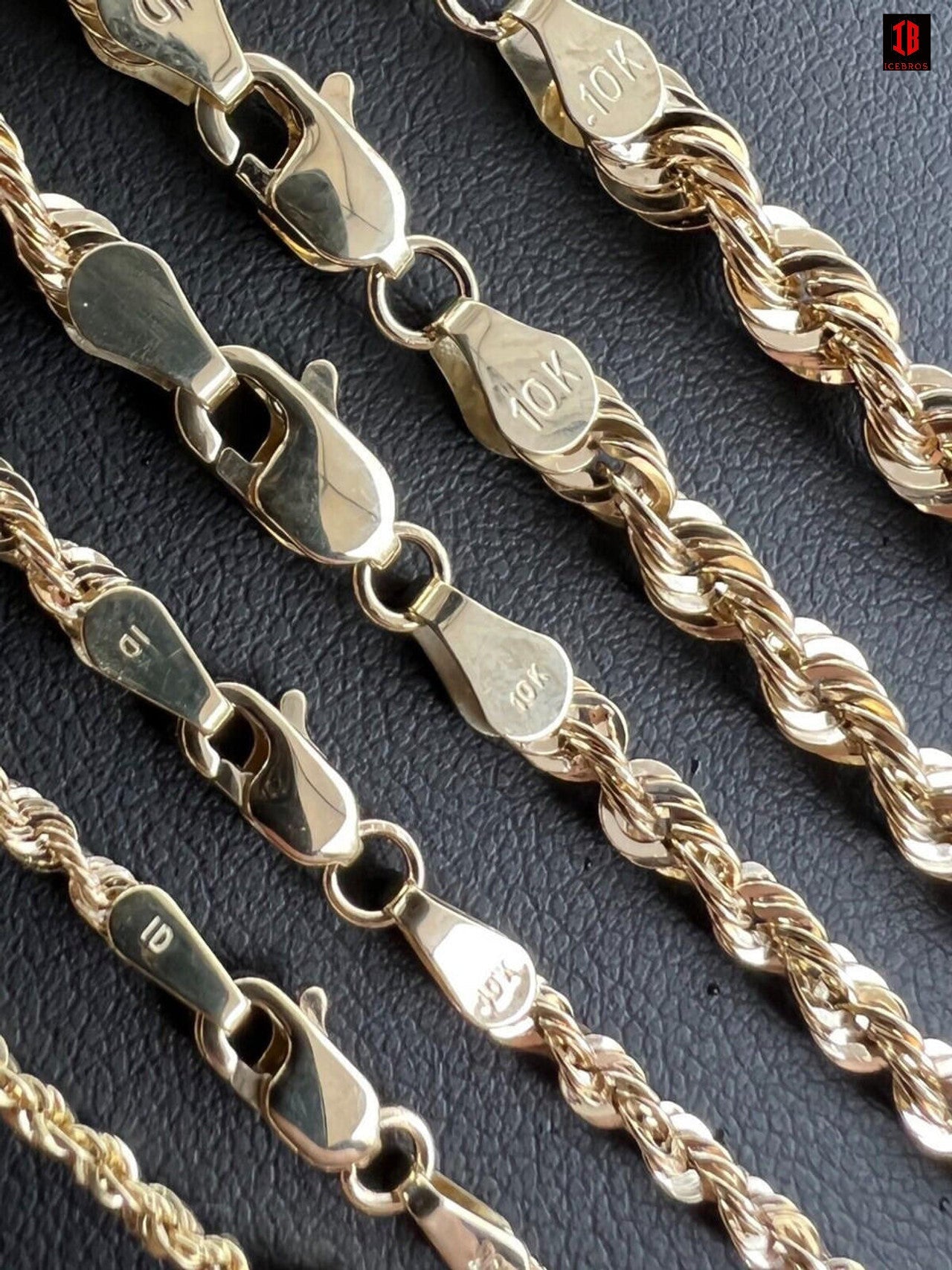 10k HOLLOW LIGHT Men's Women's Genuine ITALIAN Gold Rope Chain Necklace 1.5mm-4.5mm