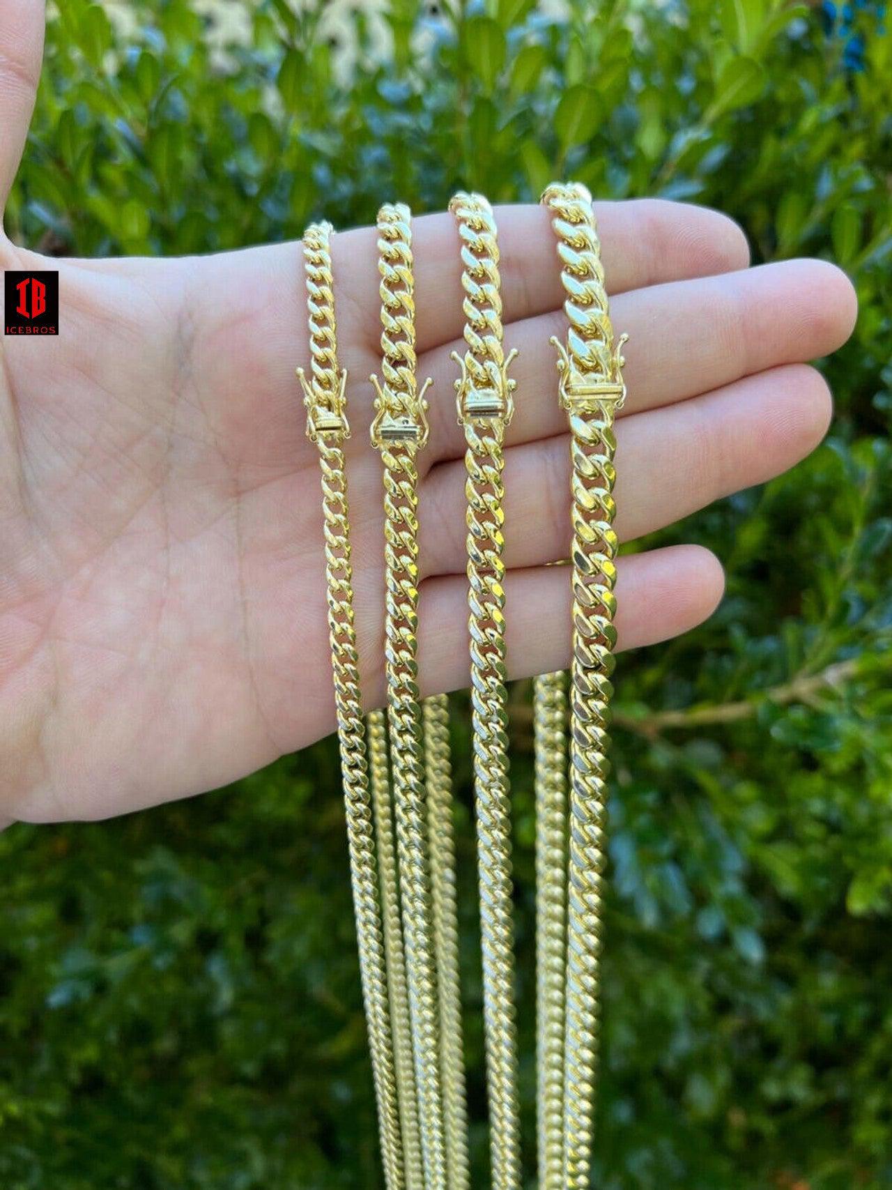 Real Gold Men's 18K Yellow 2024 Gold 7mm Cuban Link Chain Necklace Jewelry - Genuine