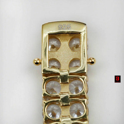 Mens Ladies 10mm Thick Two Row Tennis Bracelet Solid 925 Silver 6-9" 5mm Diamond
