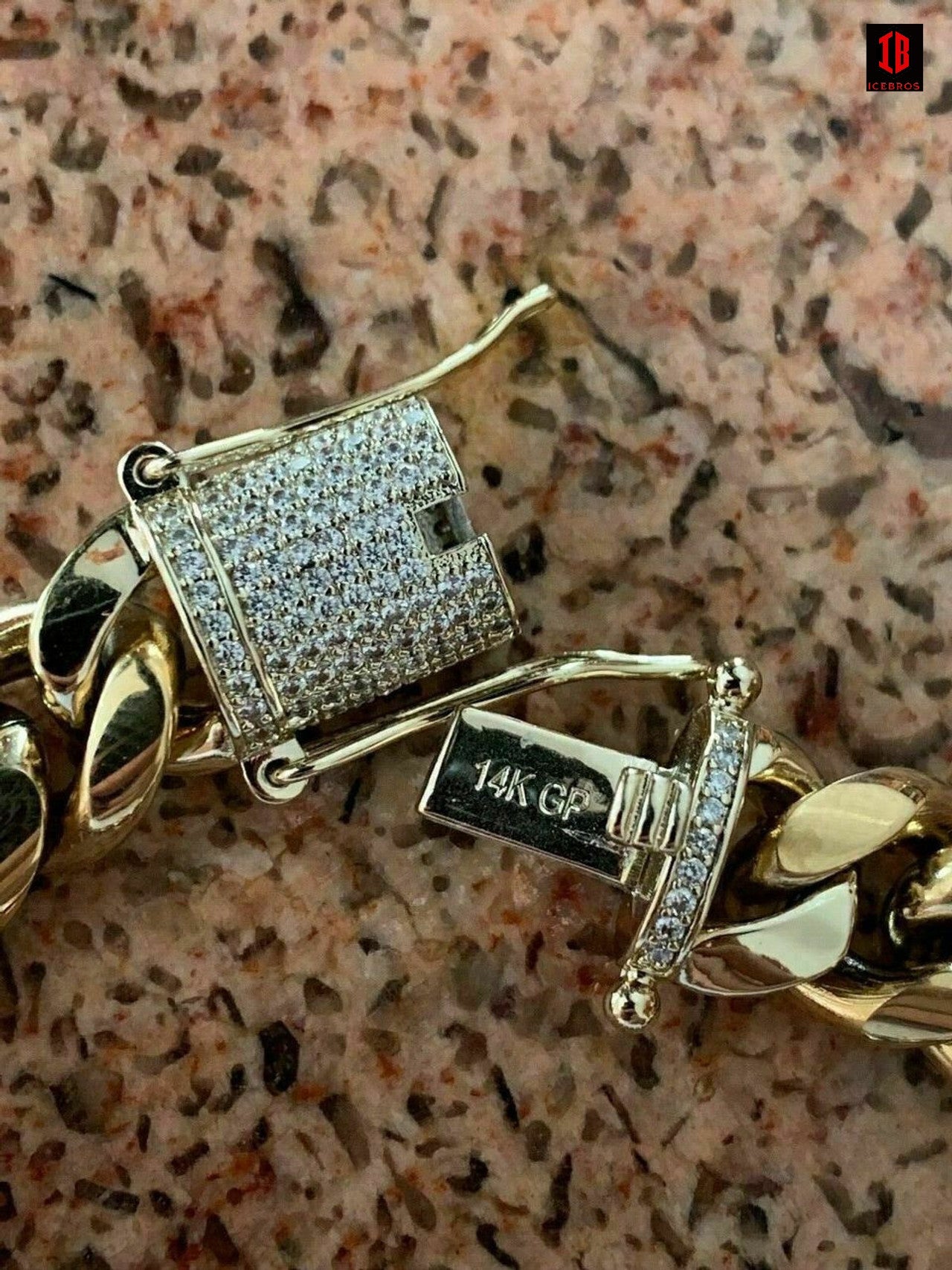 12mm Men's Miami Cuban Link Bracelet Tri Color Gold Over SS Icy Diamond Clasp