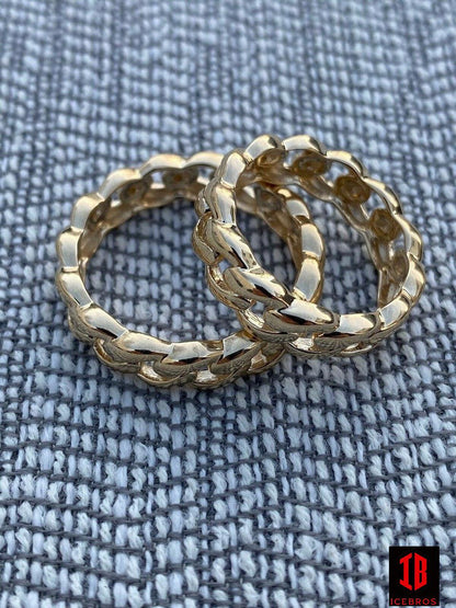 Unisex Solid Real 14k Gold Miami Cuban Ring 6mm Wedding Band Pinky Ring Sz 7-13 ITALY