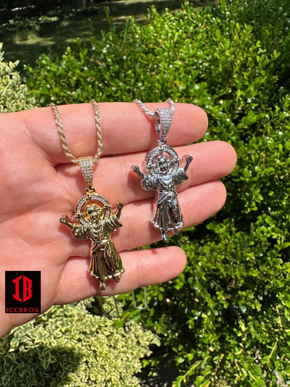 MOISSANITE Iced Santo Niño de Atocha Baby Jesus Pendant Necklace Solid 925 Silver