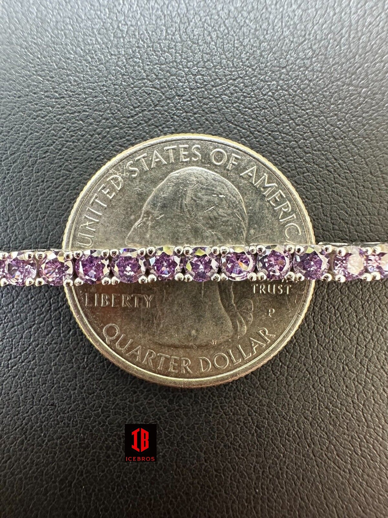 3mm Purple Whtie CZ Tennis Bracelet Real Iced 925 Sterling Silver Mens Ladies 6-8.5"