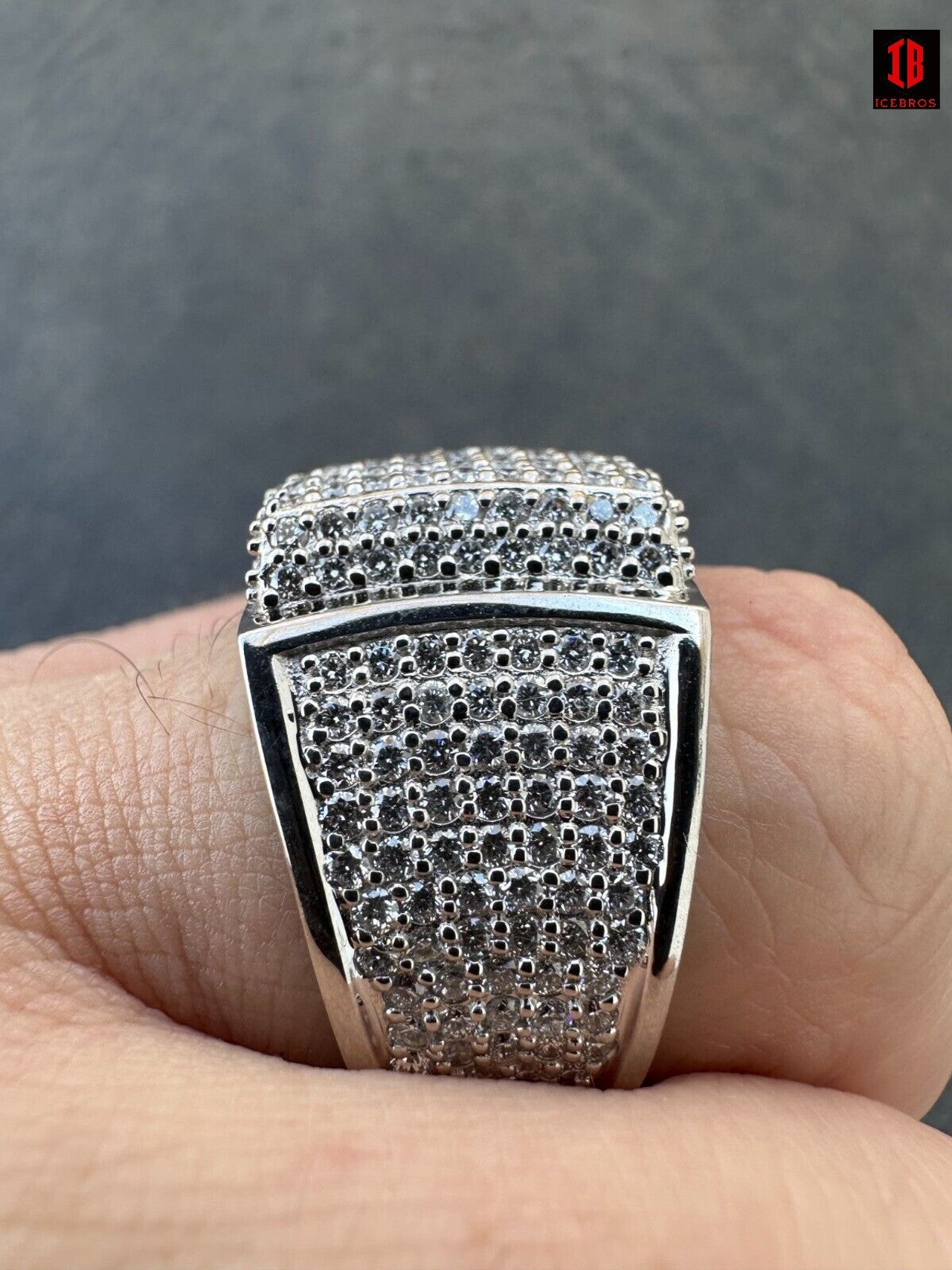 4.49ct Real Diamond Hip Hop 4.49ct Real Diamond Hip Hop Solid 14k White Gold Iced Square Micropave Ring 14g