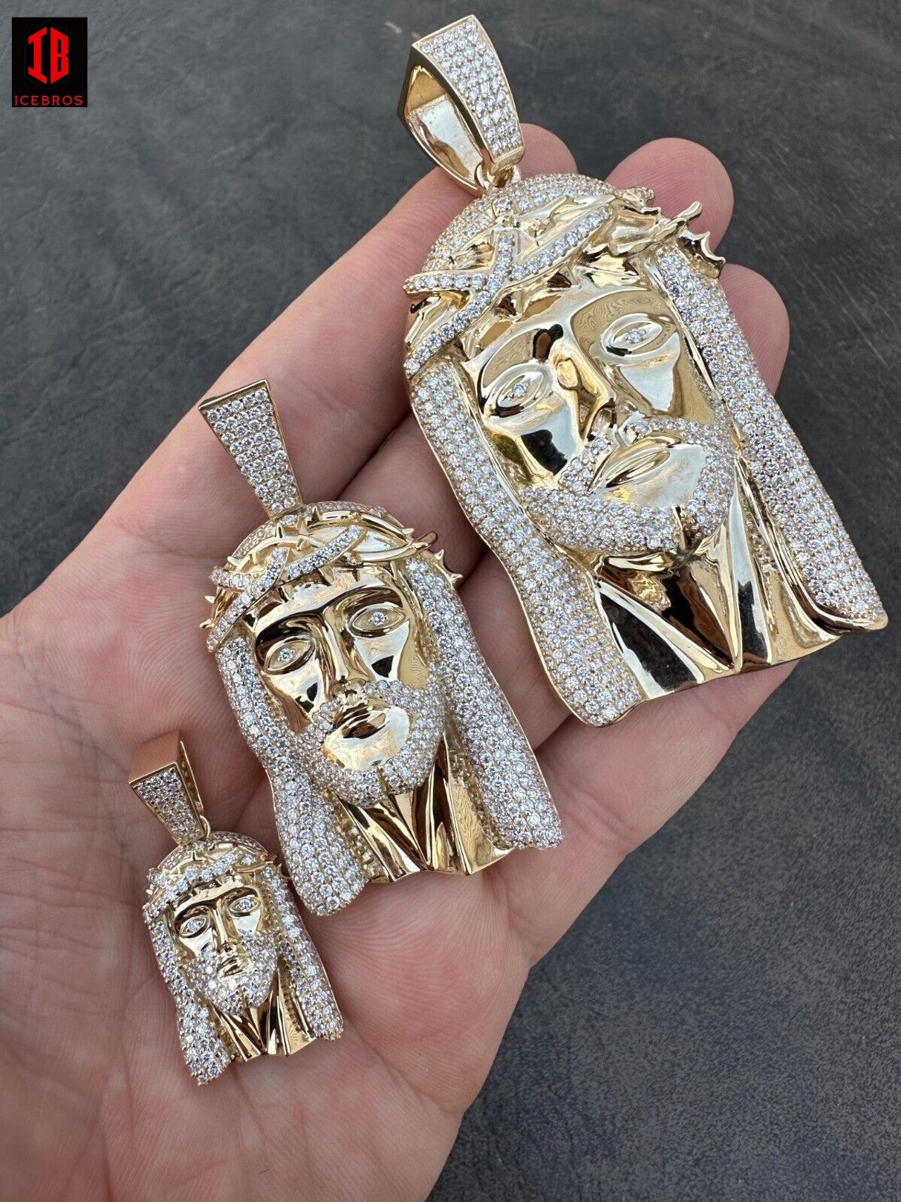 Real Solid 10k Yellow Gold Moissanite Jesus Piece Pendant Iced Hip Hop Necklace