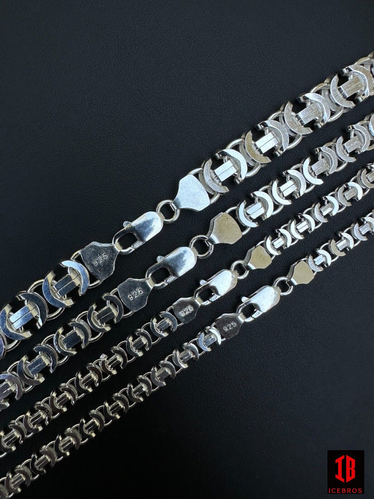Real Solid 925 Sterling Silver Flat Byzantine Chain Mens Necklace