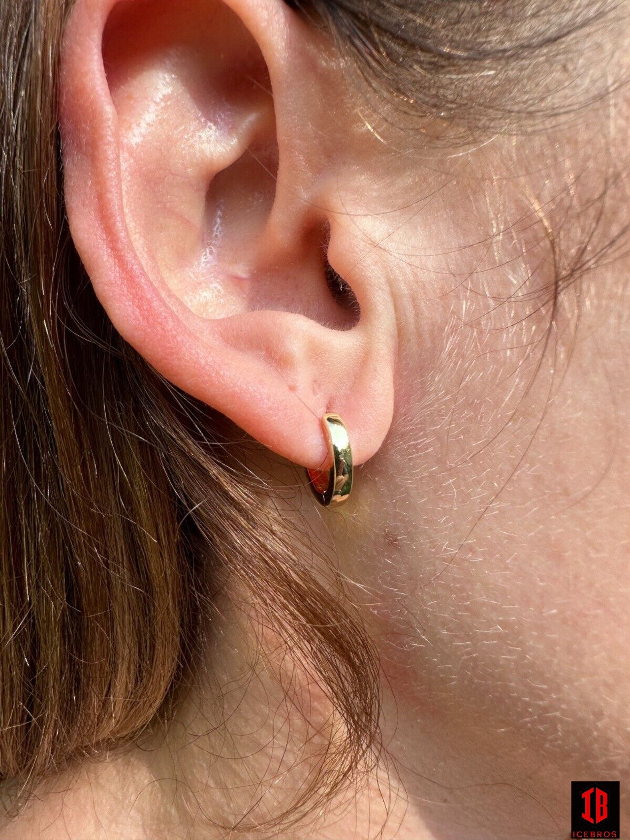 Real 14k Gold Vermeil 925 Silver Hoops Mens Ladies Small Huggie Earrings 12mm