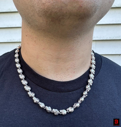 Man model Wearing Moissanite Skull Necklace in his neck