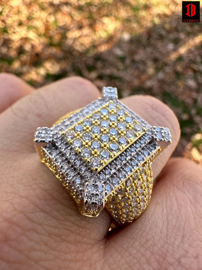 A Person Wearing Beautiful 14k Gold Two-tone Cut Designed VVS1 Moissanite Diamond Ring