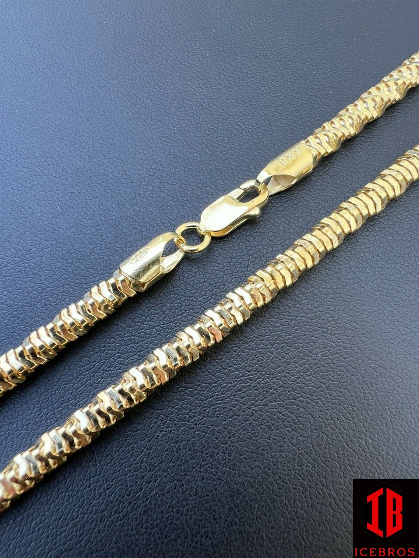 14k Gold Vermeil 925 Silver Diamond Cut Sparkle Ice Rope Chain Necklace 3-5mm