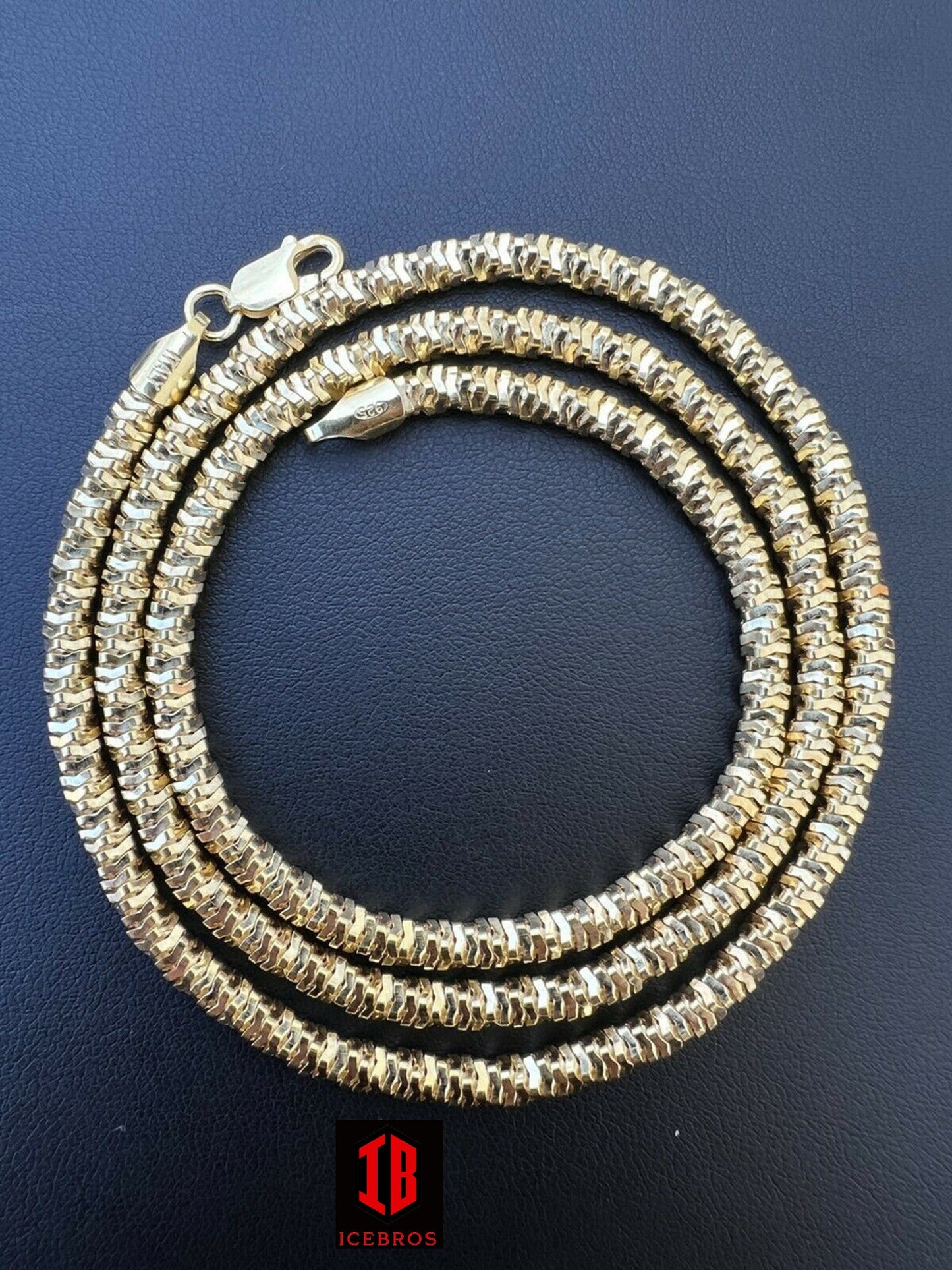 14k Gold Vermeil 925 Silver Diamond Cut Sparkle Ice Rope Chain Necklace 3-5mm