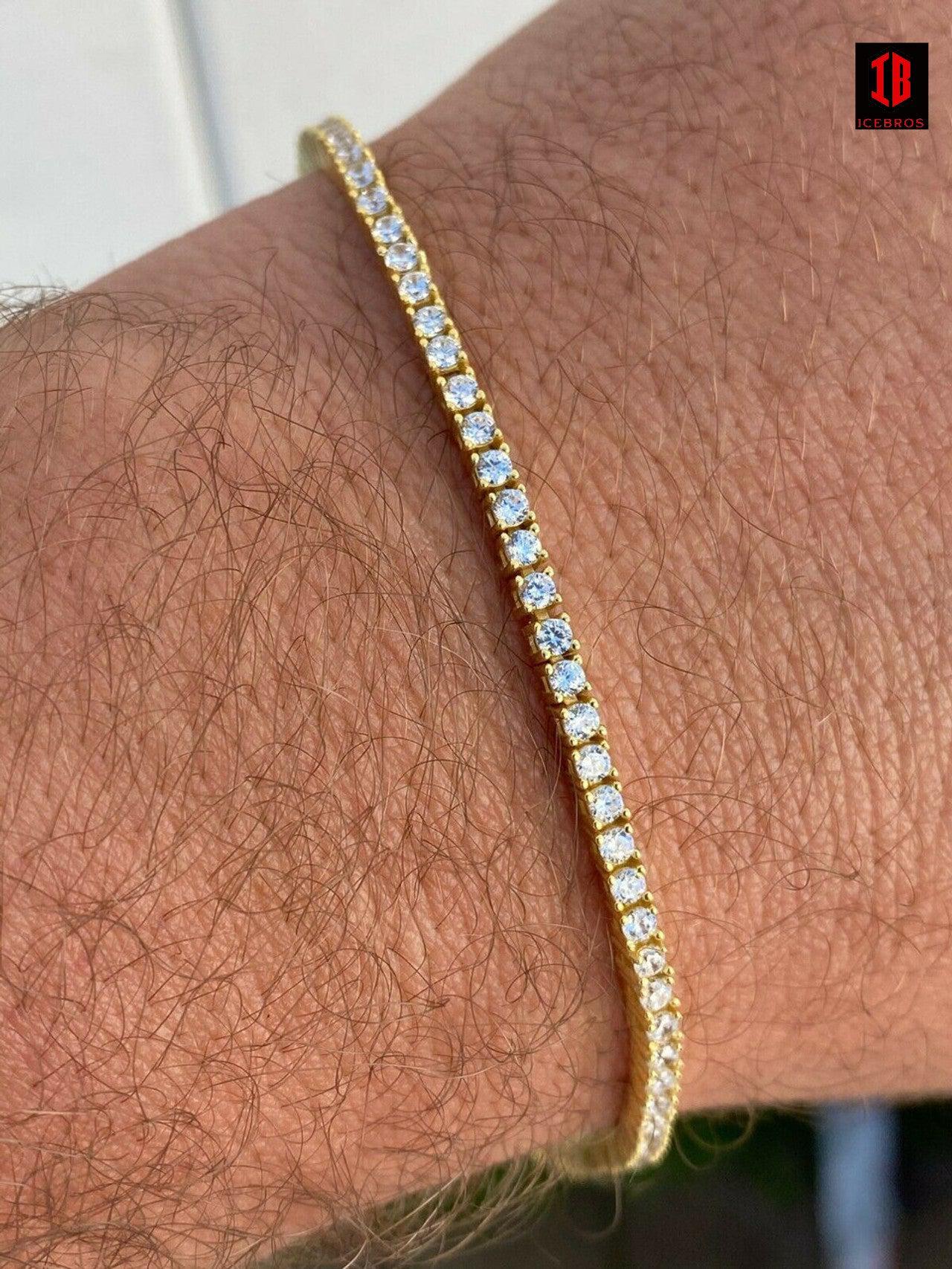 Real 925 Sterling Silver Diamond Tennis Bracelet 6-8.5" Mens Or Ladies