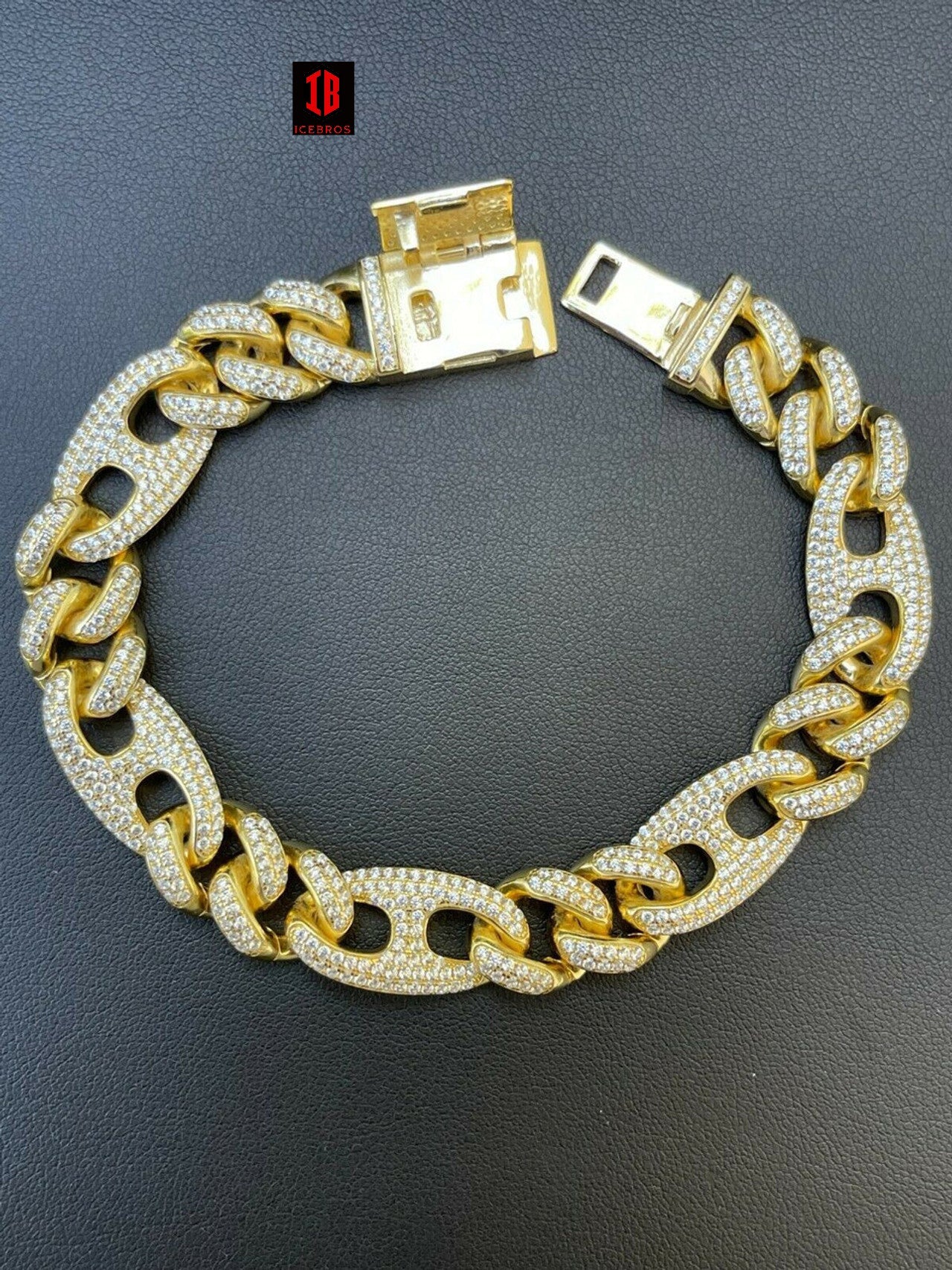 WHITE GOLD Mens Miami Cuban Iced Gucci Link Bracelet Solid 925 Silver Hip Hop Flooded Out