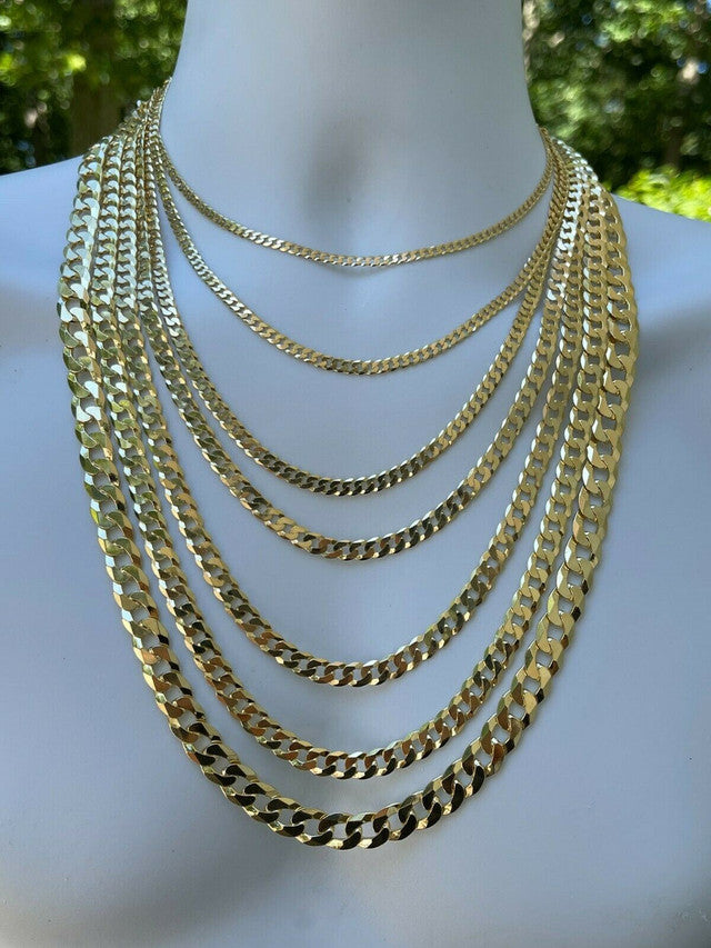 18” gold vermeil sterling silver flat sold chain necklace.