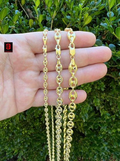 14k HOLLOW Solid Yellow Gold Puffed Mariner Gucci Link Chain 5-9mm Thick 16-24" Men Ladies