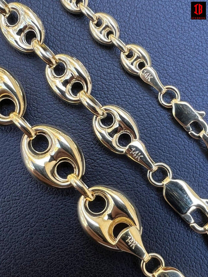 14k HOLLOW Solid Yellow Gold Puffed Mariner Gucci Link Chain 5-9mm Thick 16-24" Men Ladies