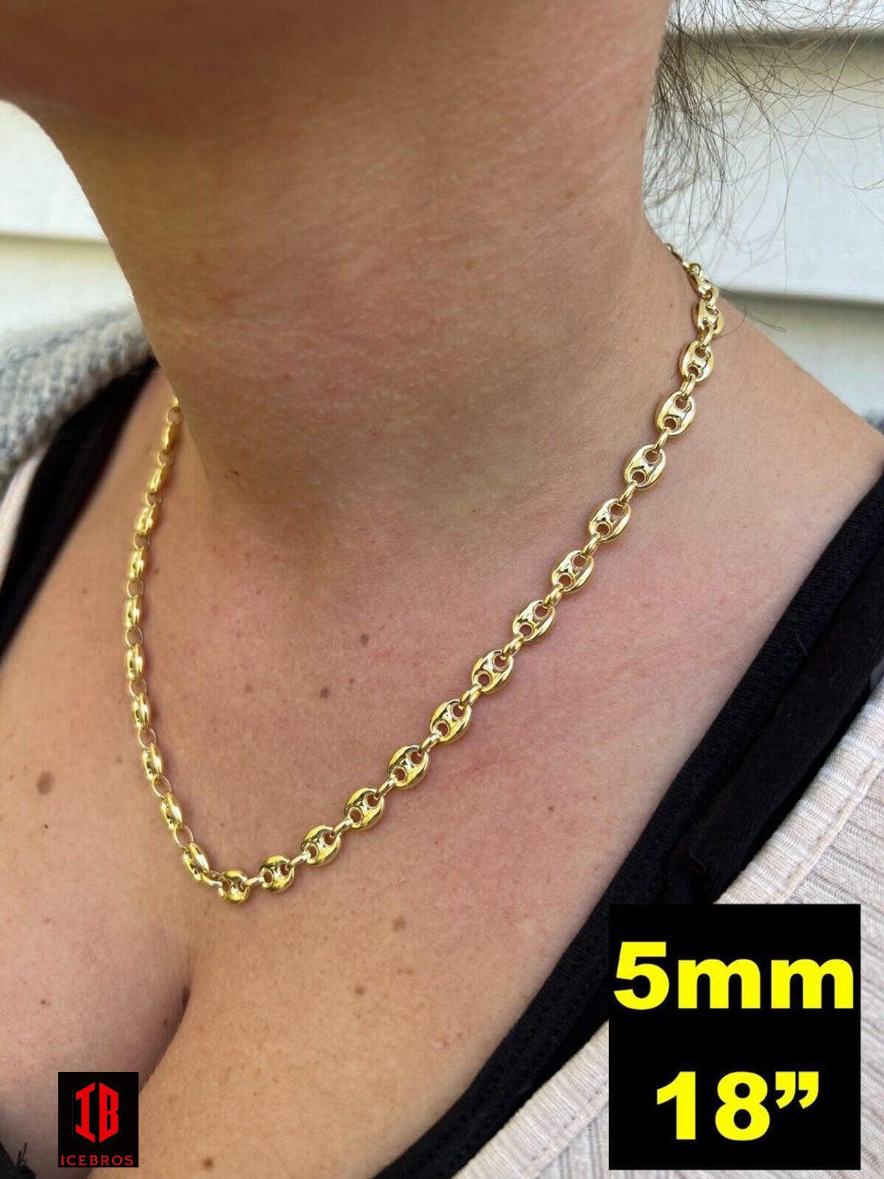 14k HOLLOW Solid Yellow Gold Puffed Mariner Gucci Link Chain 5-9mm Thick 16-24" Men Ladies