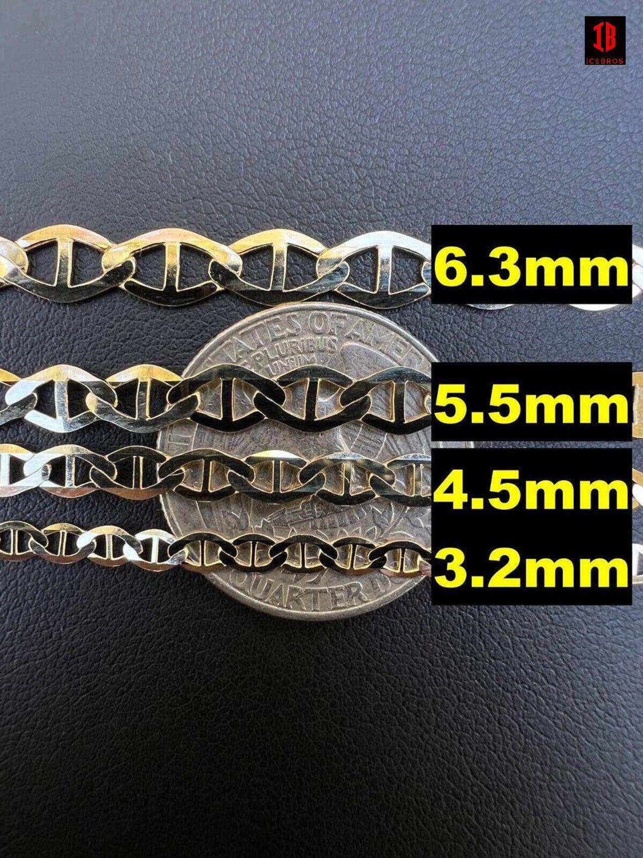 14k Genuine Solid Gold Mariner Chain 3.2mm-6.3mm Thick 16-24" Men's Ladies Necklace