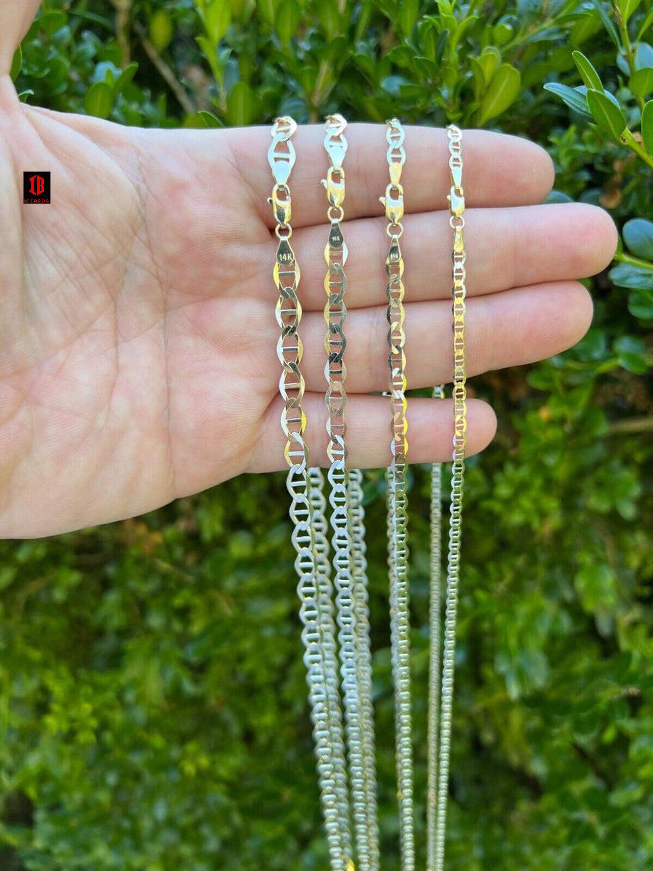 14k Genuine Solid Gold Mariner Chain 3.2mm-6.3mm Thick 16-24" Men's Ladies Necklace