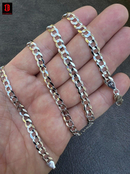 14k Genuine Solid White Gold Curb Miami Cuban Link Chain 16-30" 2.5-5.7mm Necklace