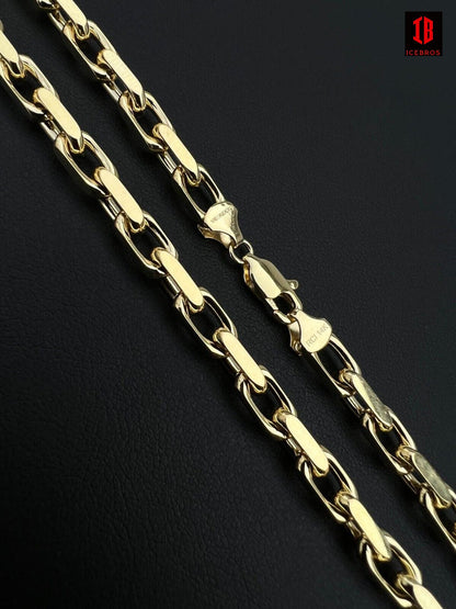14k Real Solid Yellow Gold Rolo Hermes Link Chain Necklace HEAVY Link 5mm
