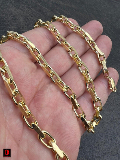 14k Real Solid Yellow Gold Rolo Hermes Link Chain Necklace HEAVY Link 5mm