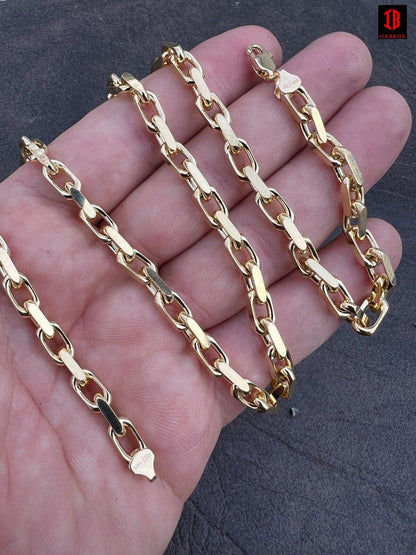 14k Real Solid Yellow Gold Rolo Hermes Link Chain Necklace HEAVY Link 5mm