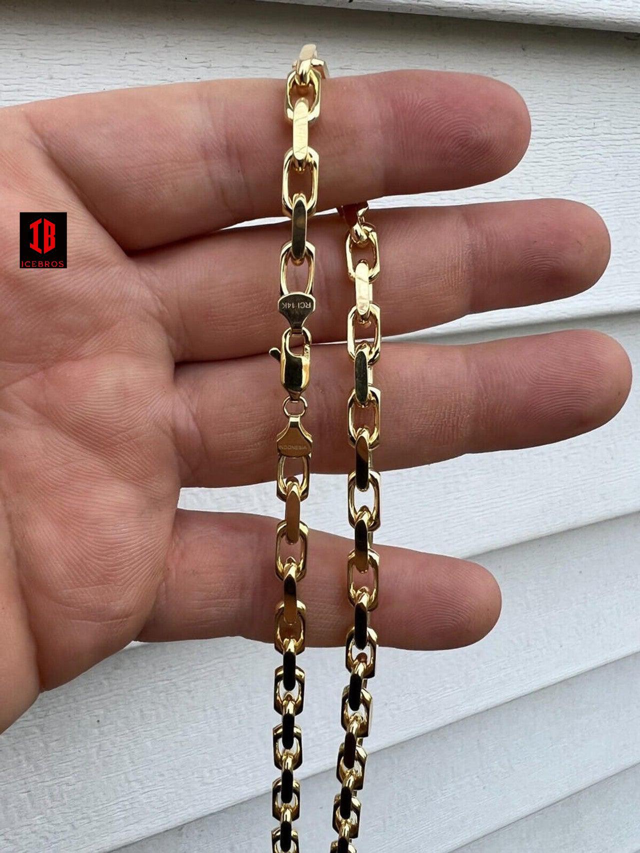 14k Real Solid Yellow Gold Rolo Hermes Link Chain Necklace HEAVY Link 5mm