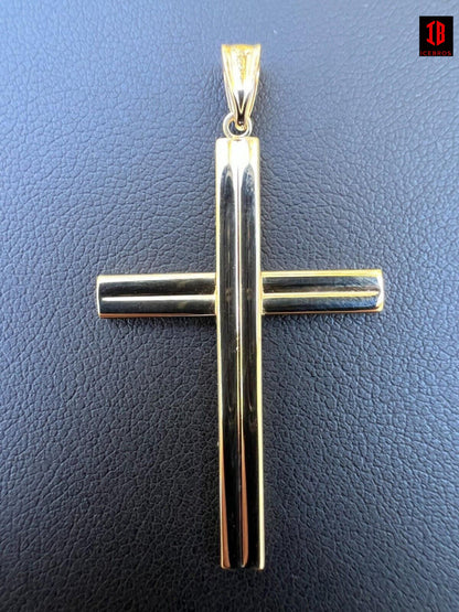 14kt Yellow Gold Plain Cross Crucifix Pendant Necklace Mens Ladies Unisex