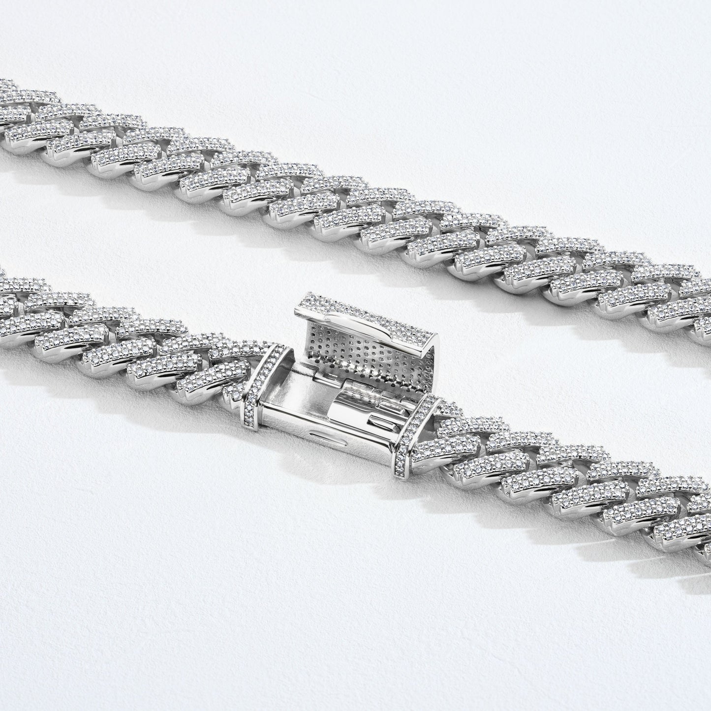 12MM ICED PRONG CUBAN LINK CHAIN VVS MOISSANITE 925 STERLING SILVER Necklace