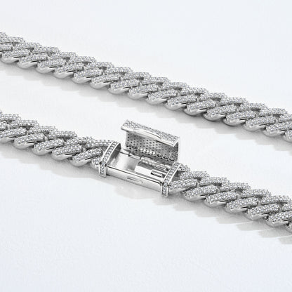 12MM ICED PRONG CUBAN LINK CHAIN VVS MOISSANITE 925 STERLING SILVER Necklace