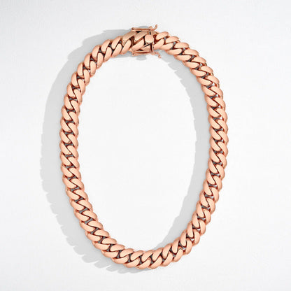 Rose Gold Handmade Tight Link Miami Cuban Chains In 999 Silver - MADE TO ORDER In 1-2 Weeks
