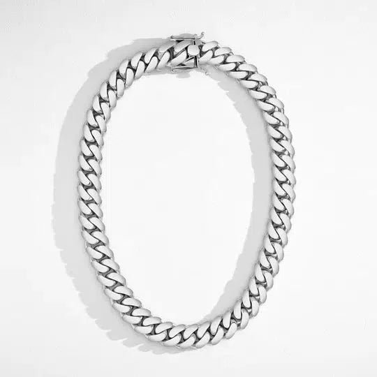 White Gold Rhodium Handmade Tight Link Miami Cuban Chains In 999 Silver - MADE TO ORDER In 1-2 Weeks