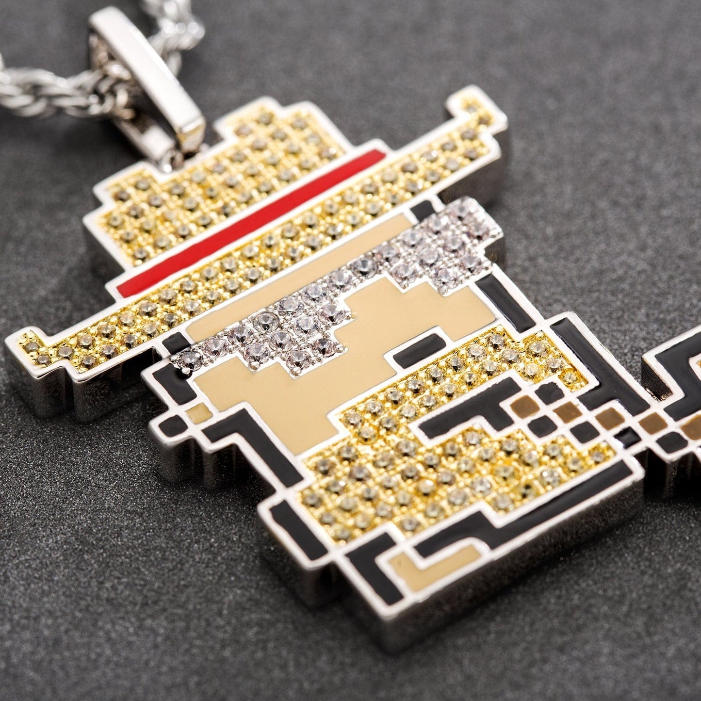 NFT CypherPunk Old Man Pendant Necklace White Gold Plated Brass