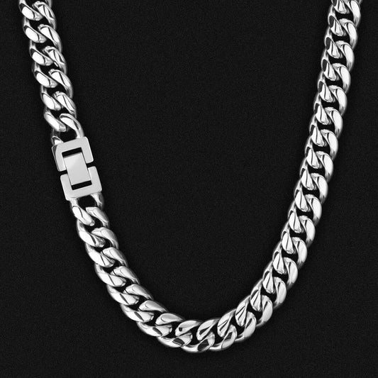 12mm Stainless Steel Cuban Chain (Round Cut) Steel Color