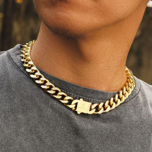 12mm 18K Gold Plated Stainless Steel Cuban Chain (Curb)
